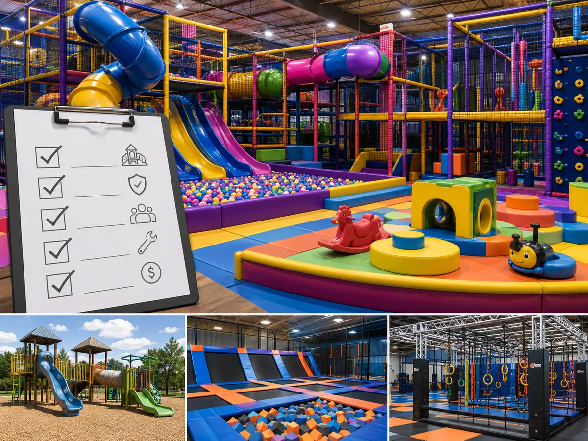 Commercial playground equipment pre-purchase checklist covering approved layout, equipment schedule, documents, freight, installation and handover